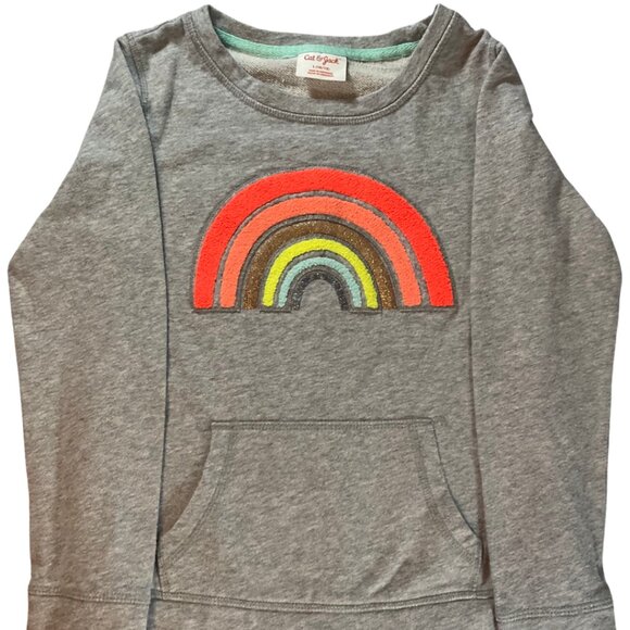 Grey Sweatshirt w/ Rainbow Applique & Kangaroo Pocket - Picture 1 of 2